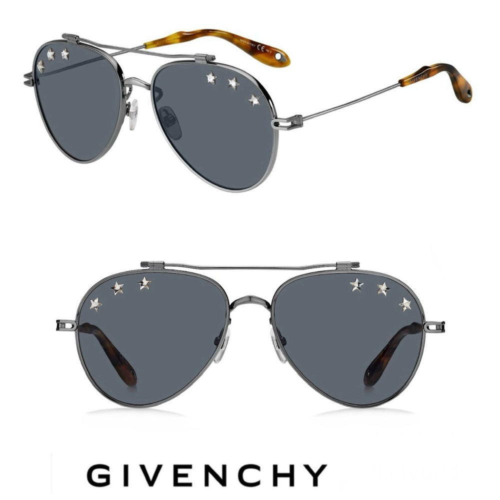 GIVENCHY GV-7057-N-STARS Crystal Gray Lenses UV Protection Aviator Sunglasses